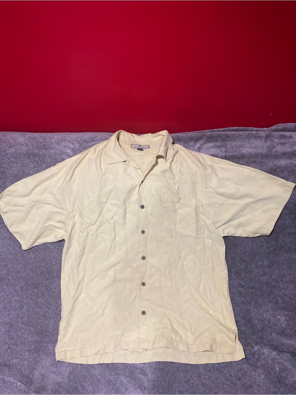 Tommy Bahama Yellow Hawaiian Shirt Sz Medium 100% Silk Floral